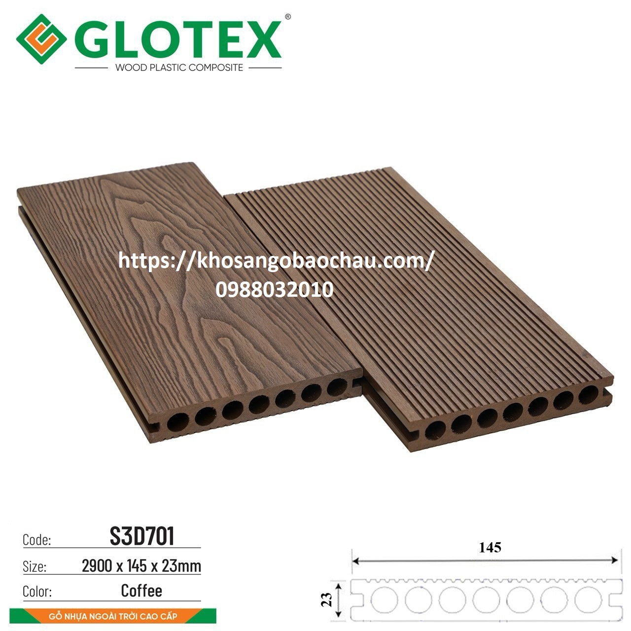 SÀN GỖ NGOÀI TRỜI GLOTEX S3D701