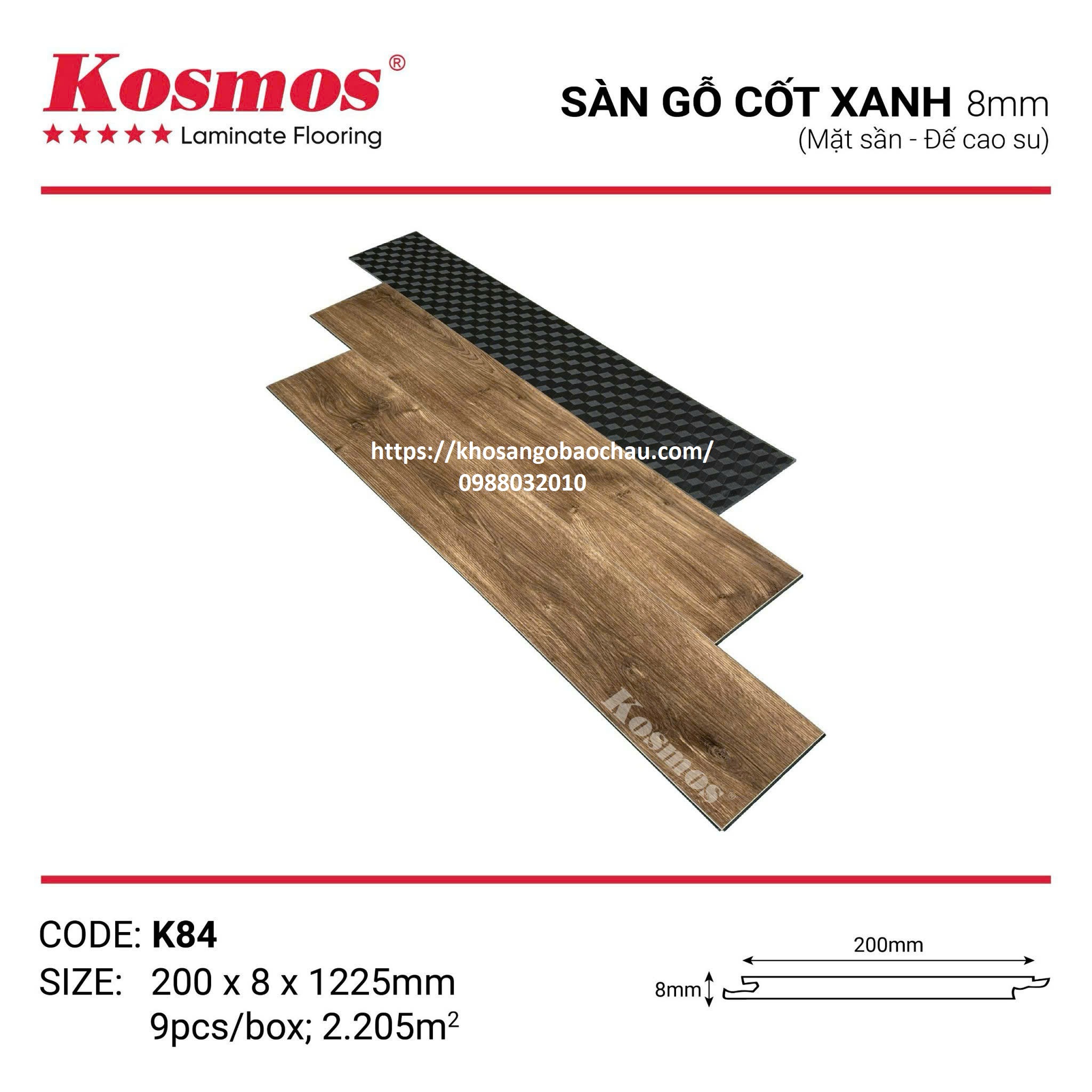 SÀN GỖ KOSMOS CỐT XANH K84