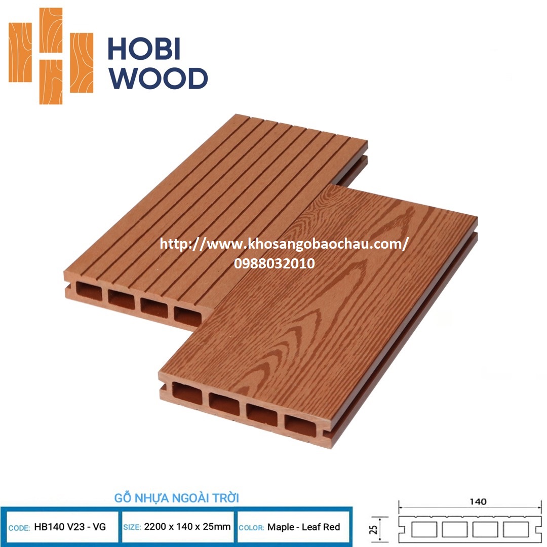 SÀN GỖ NGOÀI TRỜI 4 LỖ HOBIWOOD- MAPBLE RED