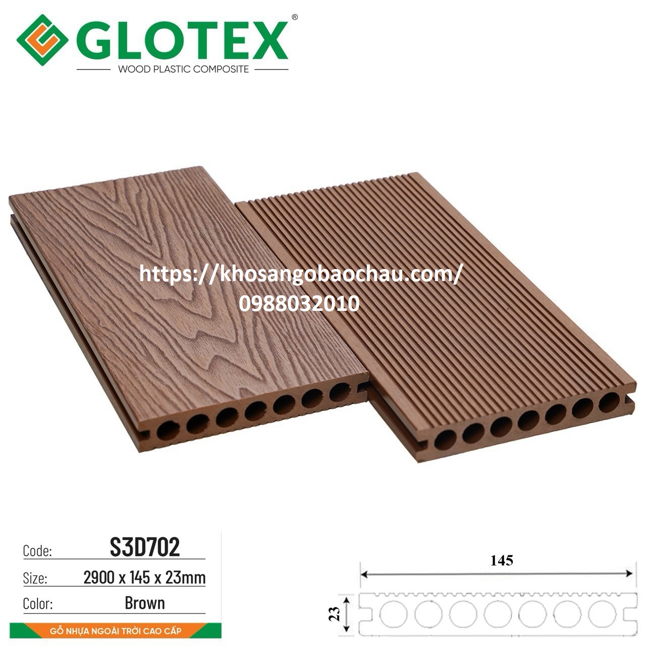 SÀN GỖ NGOÀI TRỜI GLOTEX S3D702