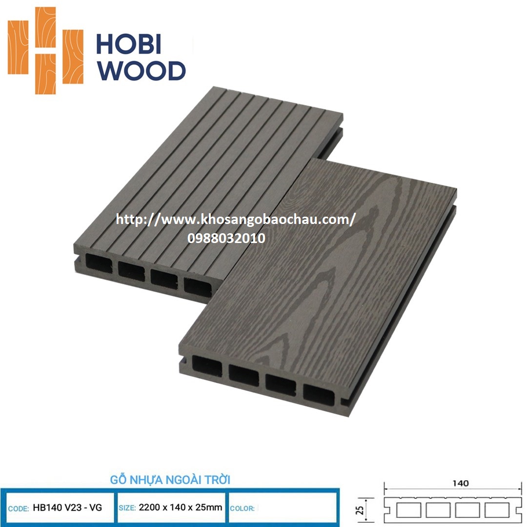 SÀN GỖ NGOÀI TRỜI 4 LỖ HOBIWOOD- LIGHT GREY