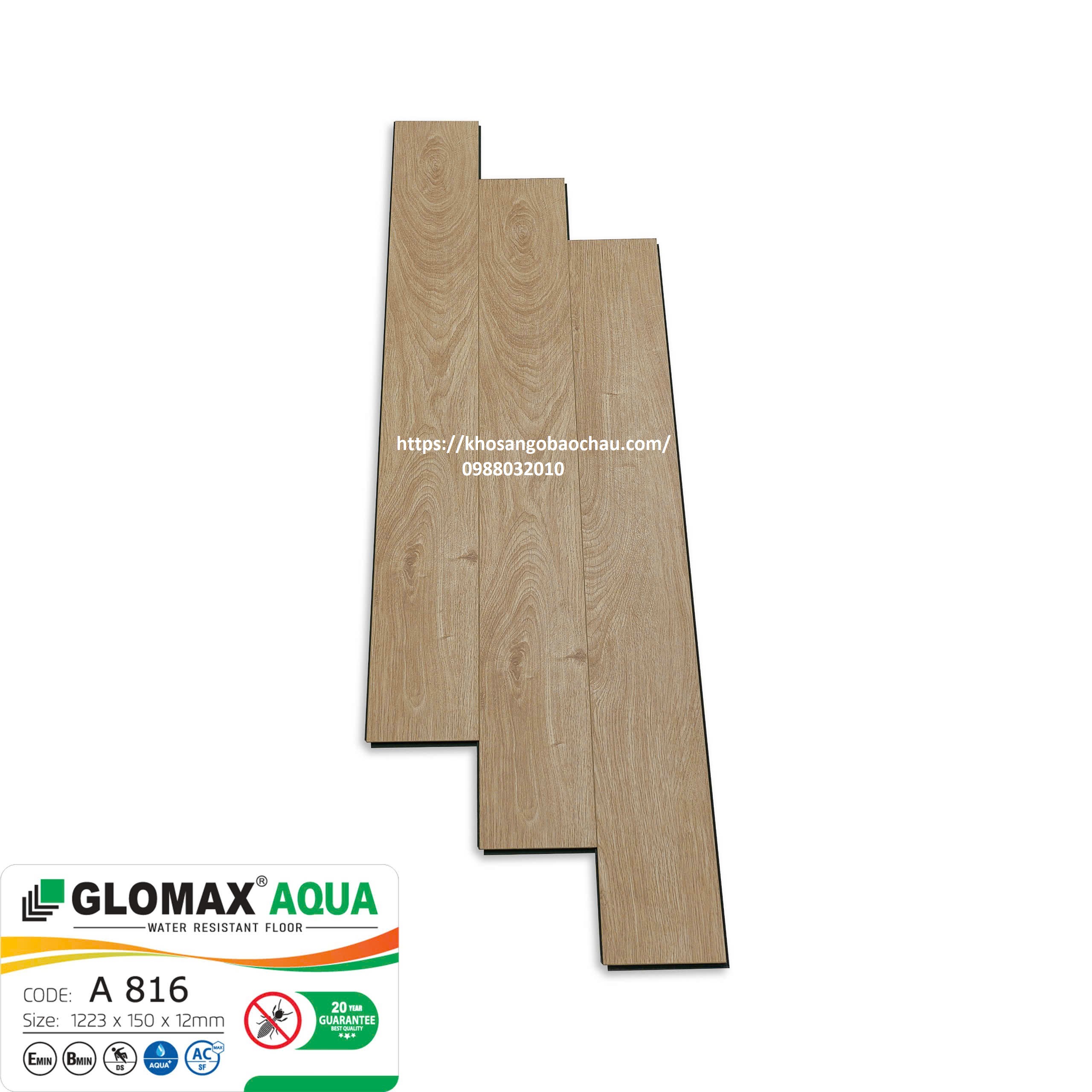 SÀN GỖ GLOMAX AQUA CỐT XANH A816