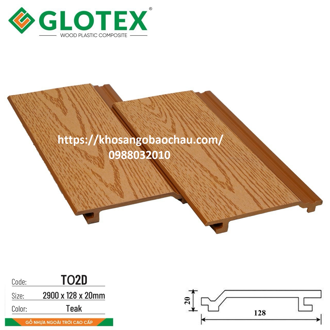 TẤM ỐP 2D NGOÀI TRỜI GLOTEX T02D-TEAK