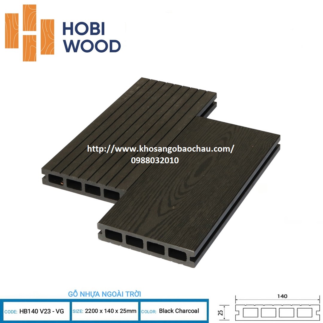 SÀN GỖ NGOÀI TRỜI 4 LỖ HOBIWOOD- BLACK CHARCOAL