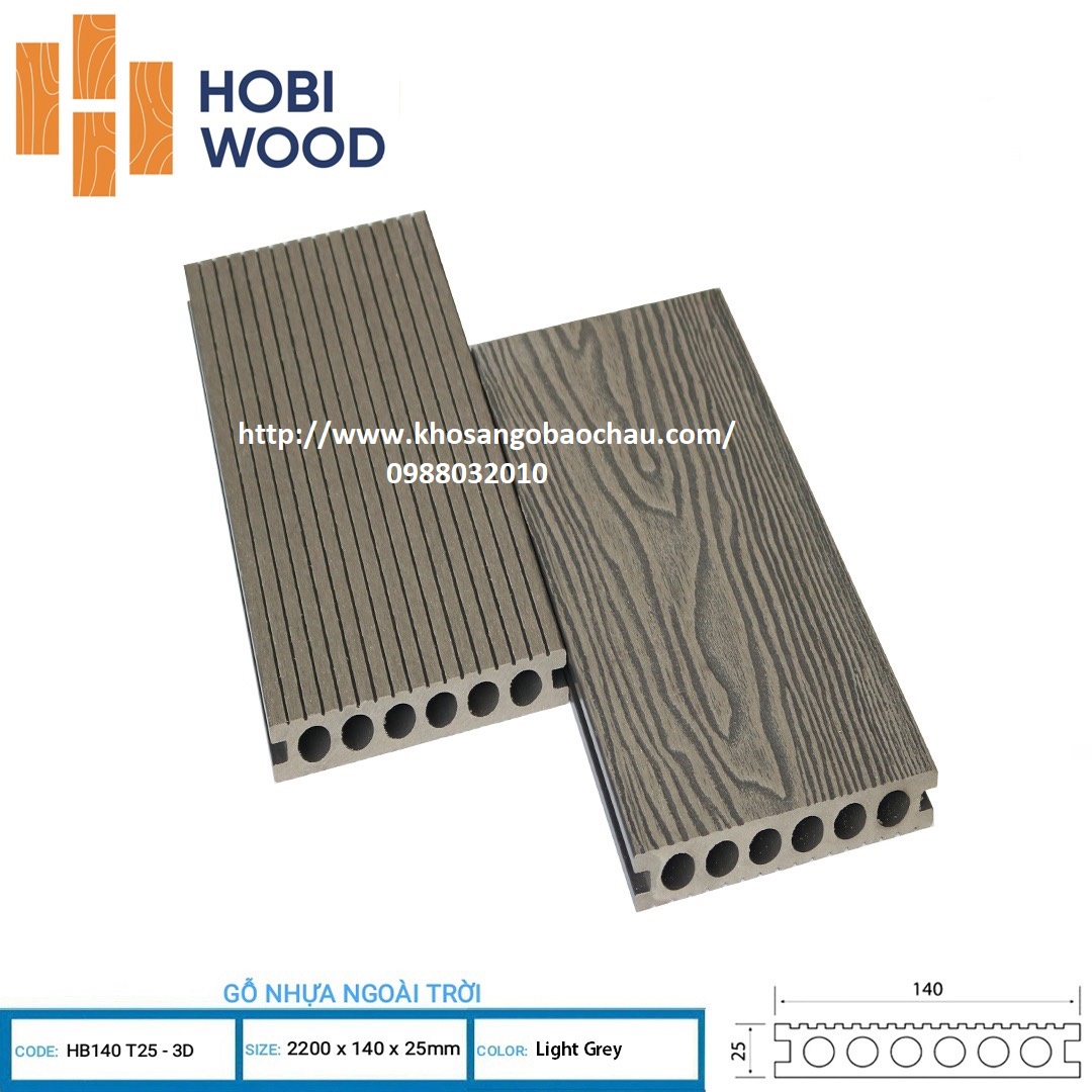 SÀN GỖ NGOÀI TRỜI 6 LỖ HOBIWOOD- LIGHT GREY