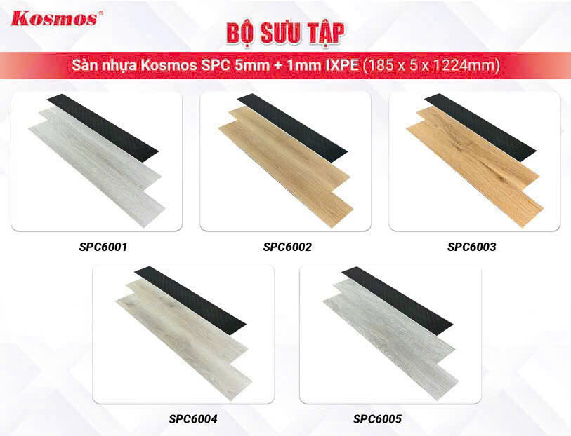 SÀN NHỰA KOSMOS SPC ĐẾ CAO SU 5MM+1(IPX)