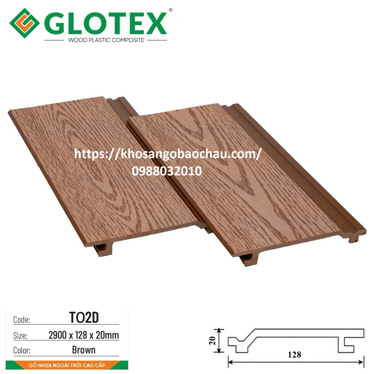 TẤM ỐP 2D NGOÀI TRỜI GLOTEX T02D-BROWN