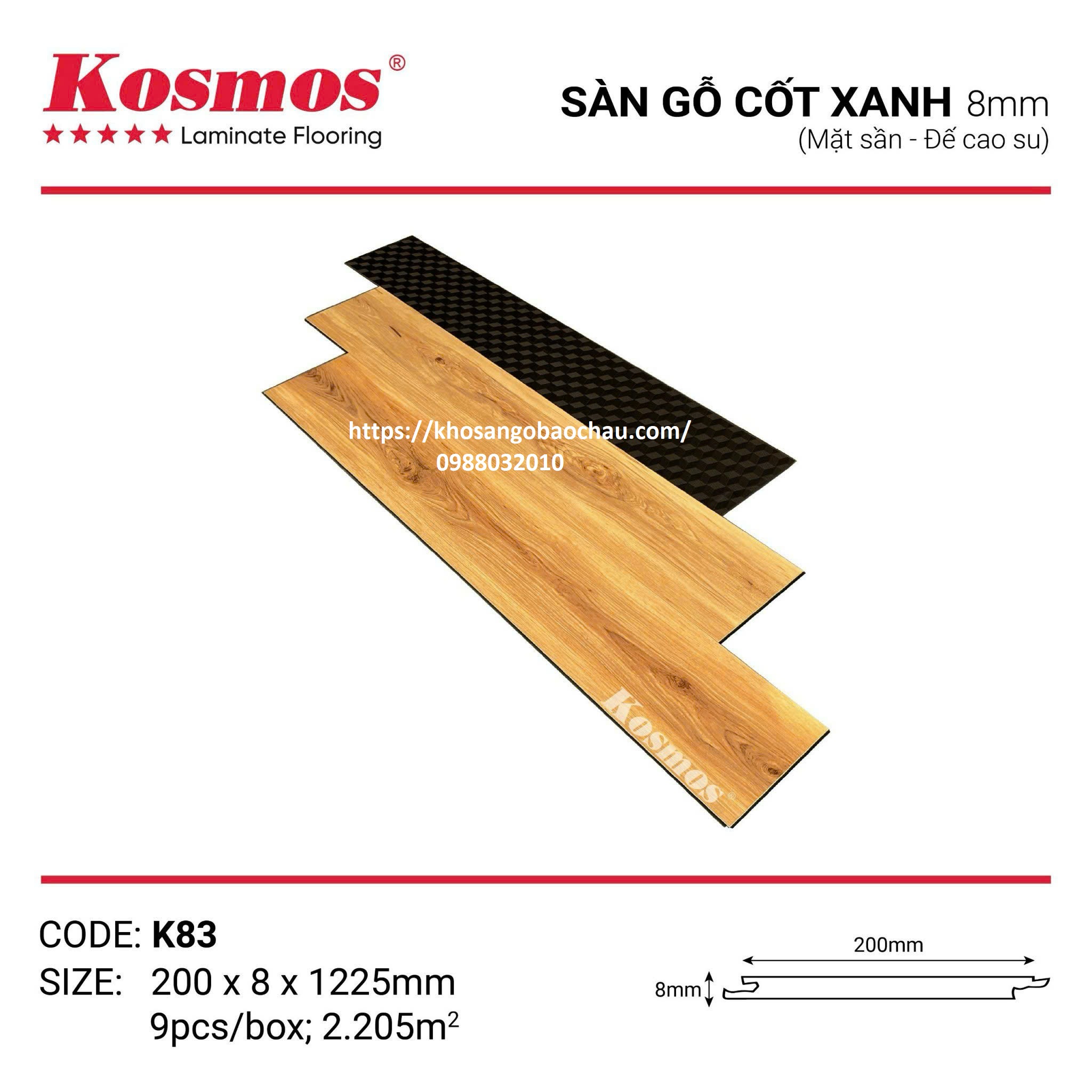 SÀN GỖ KOSMOS CỐT XANH K83