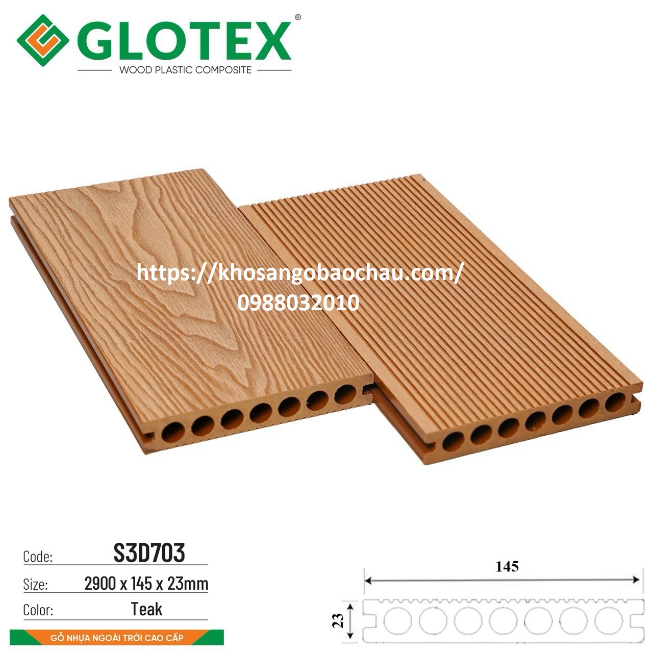 SÀN GỖ NGOÀI TRỜI GLOTEX S3D703